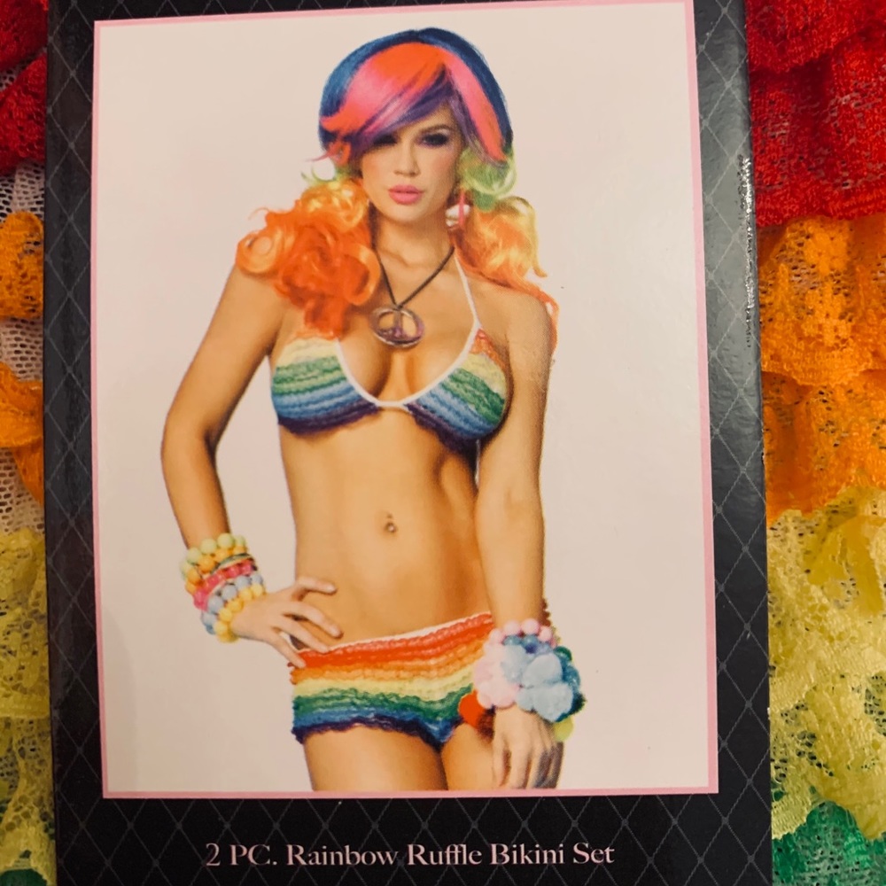 Leg Avenue Rainbow Ruffle Bikini NWT never worn